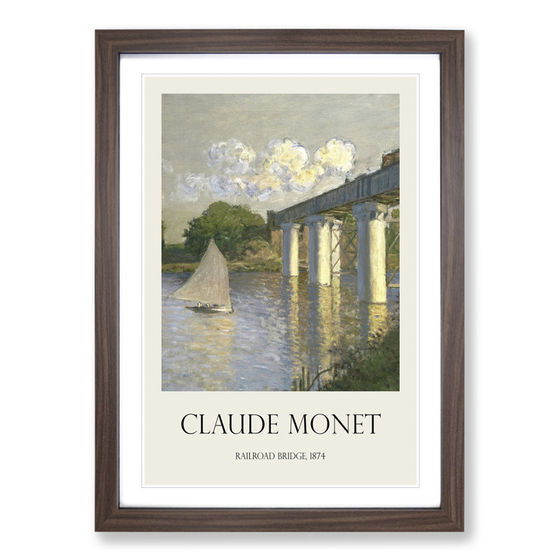 Railroad Bridge, Argenteuil by Claude Monet - Picture Frame Graphic Art, 65cm H x 48cm W x 2cm D