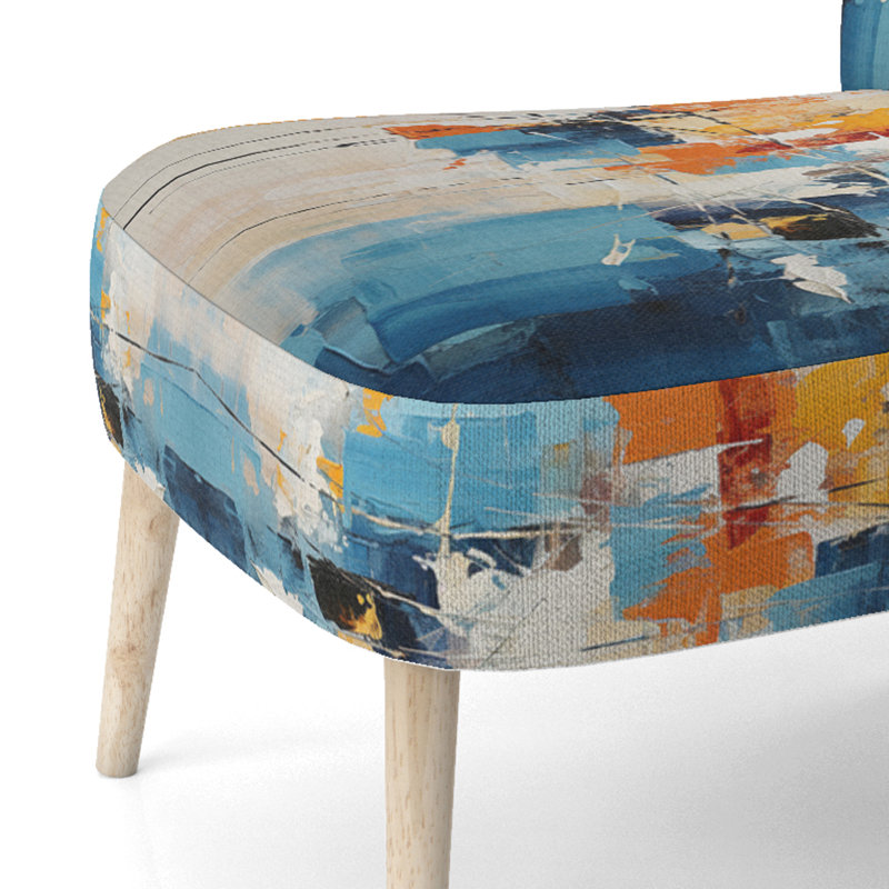 Fauteuil d'appoint contemporain en papier Collage Art, papier Euphoria I, Bleu/Orange/Gris