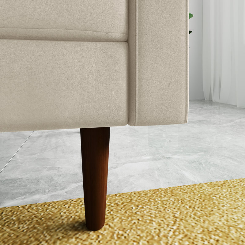 Madian Velvet Sofa, Ivory Velvet, 32.7" H x 70" W x 30" D