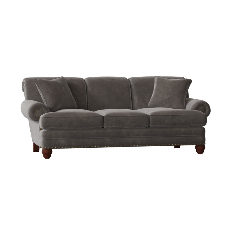 Spratt Sofa, Light Brass, Manhattan, Peyton Navy Performance Twill