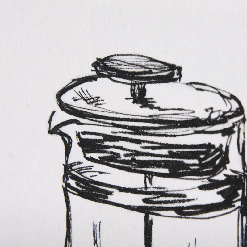 «French Press a Hand», toile texturée embellie à la main, H 40 po x l 30 po x P 1,5 po