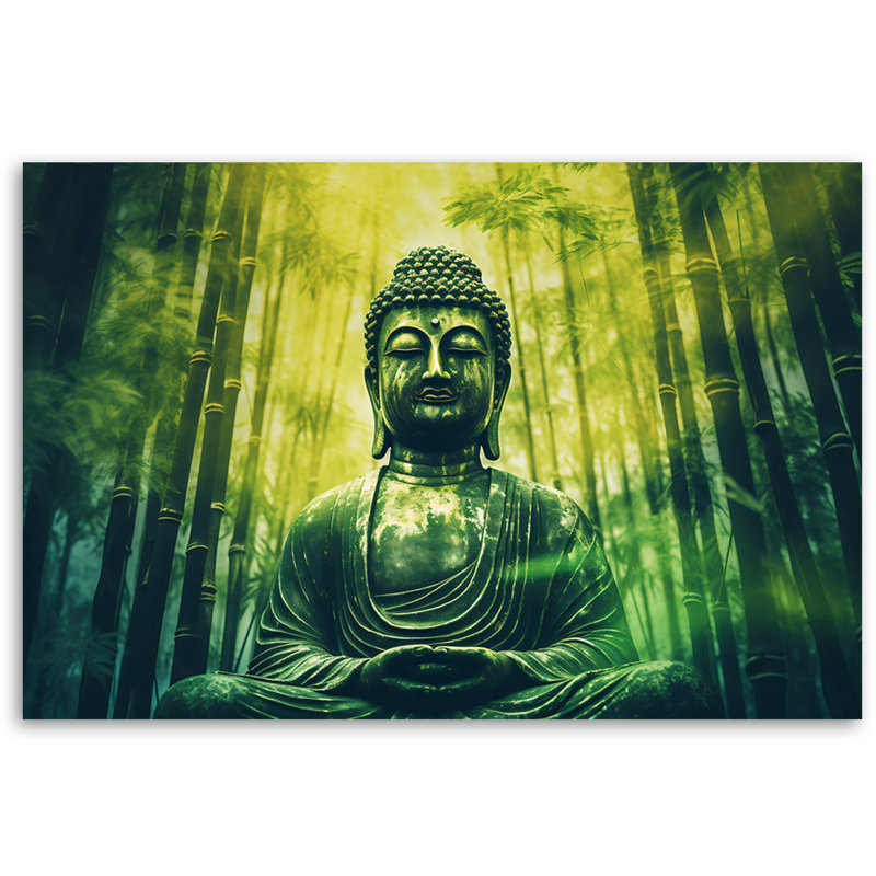 Mural, Buddha And Zen Bamboo - Wrapped Canvas Print, 80cm H x 120cm W