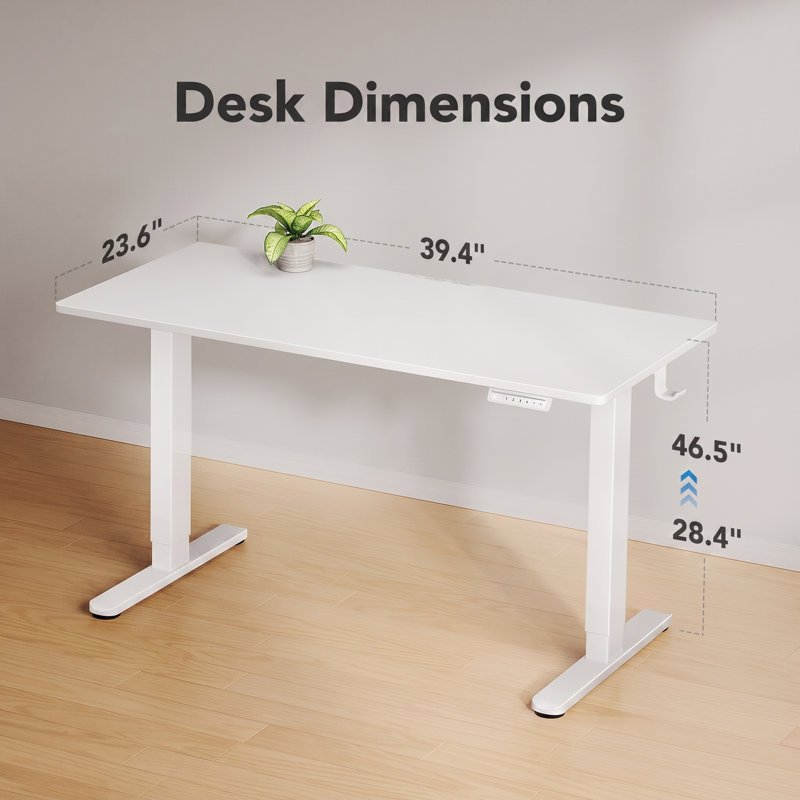 Bureau assis-debout électrique réglable en hauteur avec plateau monobloc, 4 positions mémorisables et système de gestion des câbles
