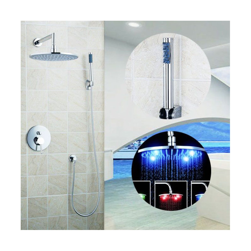 10 Inch Chrome Rain Shower System with Thermostatic Valve and Handheld Spray