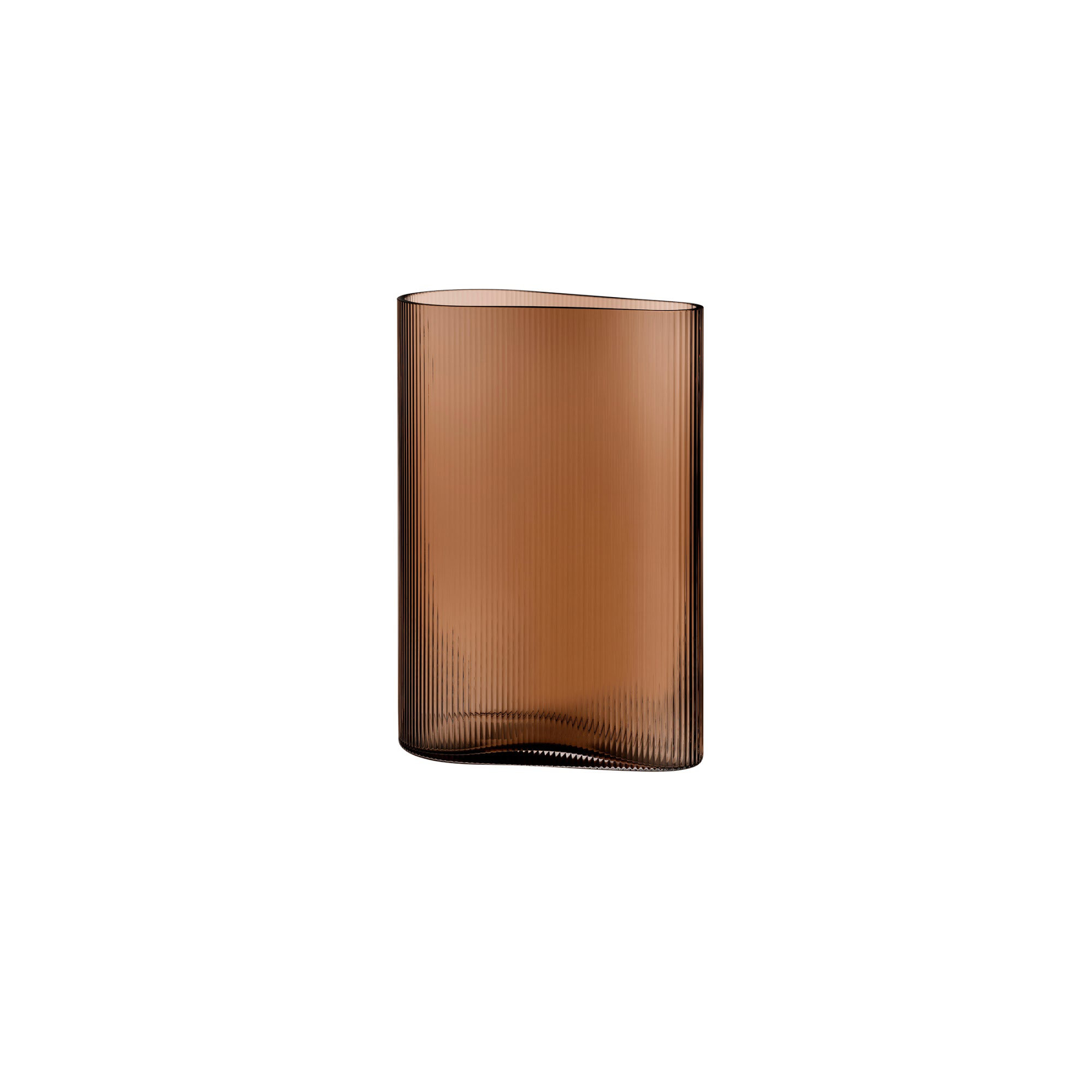 Mist Handmade Lead Free Crystal Table Vase, Caramel, 11.41" H x 8.07" W x 4.33" D