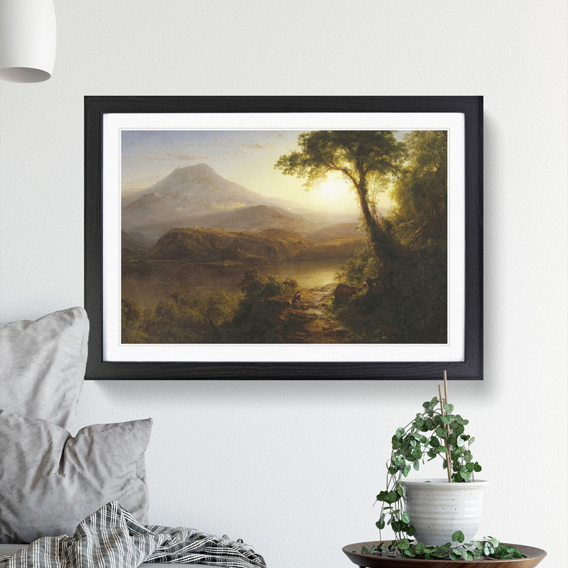 Tropical Scenery by Frederic Edwin Church - Picture Frame Painting, 48cm H x 65cm W x 2cm D, Black