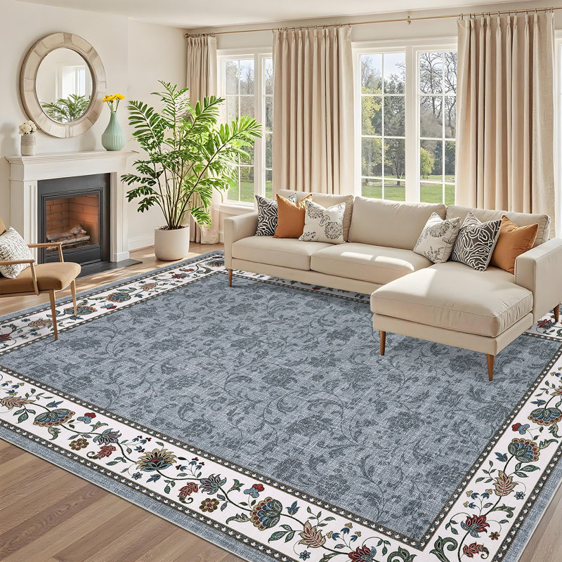 Tapis lavable Farmhouse Floral, Rectangle 5 pi x 7 pi