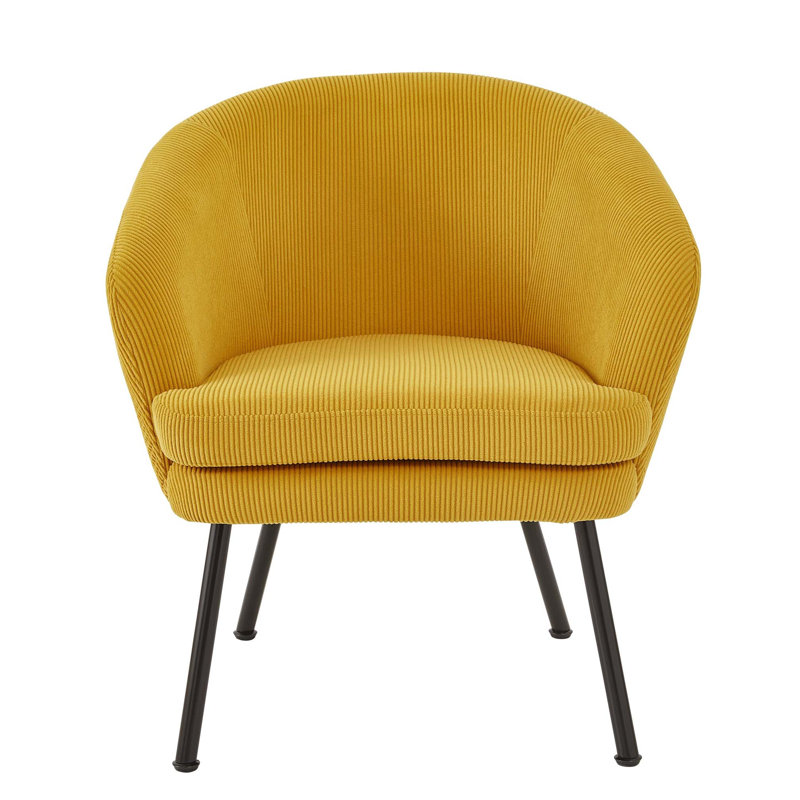 Fauteuil d'appoint moderne en velours côtelé pour le salon, Jaune