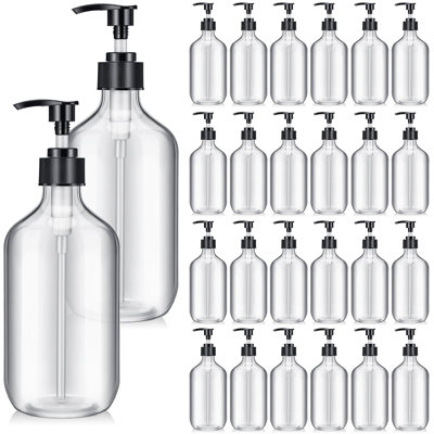 24 pièces Distributeur de savon Pompe en plastique vide Bouteille de savon en vrac Distributeur de shampoing réutilisable pour désinfectant pour les mains Lotion nettoyante pour le corps Bain de toilette (16.9 oz)