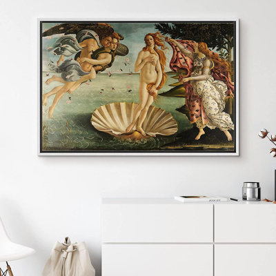 Famous Artwork " IDEA4WALL Framed Canvas Print Wall Art Botticelli''s The Birth Of Venus Decorative Historic Oil Painting Fine Art Traditional Scenic Colourful Ultra For Living Room, Bedroom, Office " by Sandro Botticelli