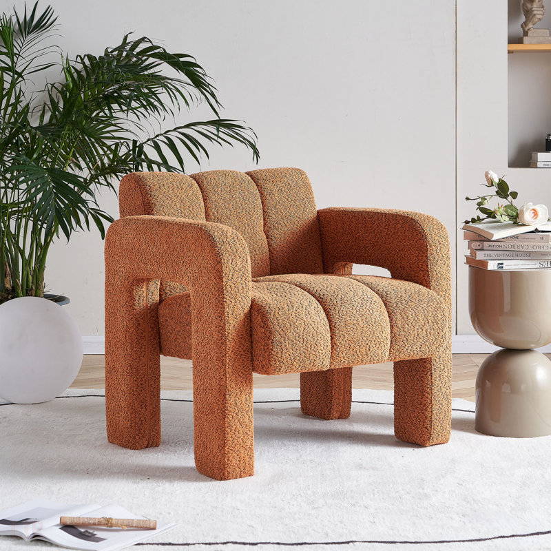 Chaise d'appoint pratique et large rembourrée, Boucle orange