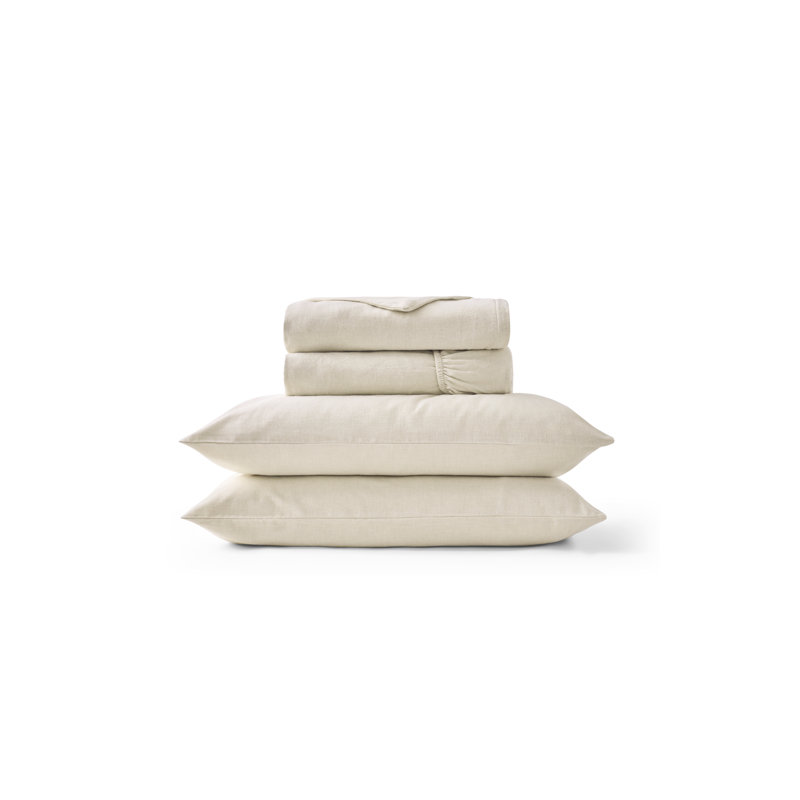 Flannel Marl Sheet Set, Full Sheet Set, Oat