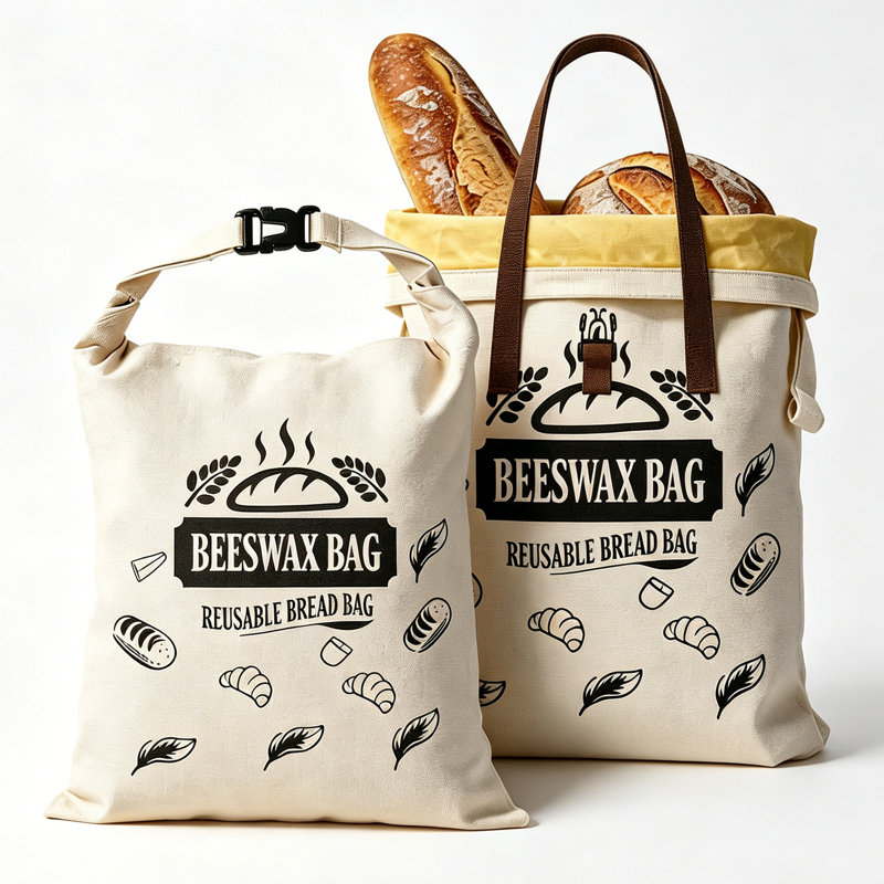 2 Pack Reusable Beeswax Bread Bags For Homemade Bread With Handle,17 X 13 Inch Large Cotton Sourdough Bread Storage, Black