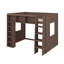 Grand lit mezzanine en bois avec armoires de rangement et tablettes-496475726
