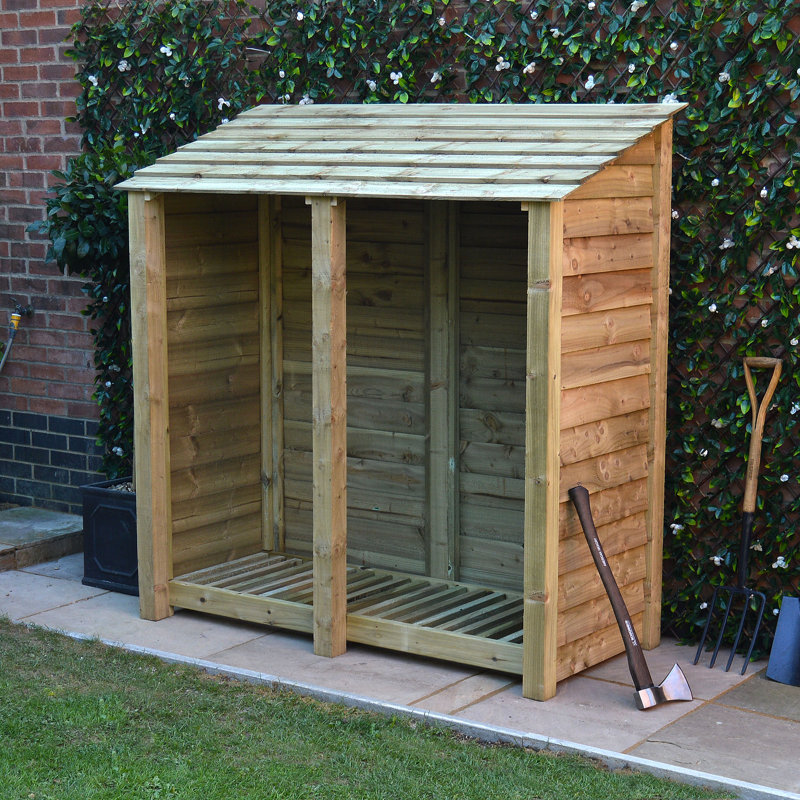 Cooper 180cm W x 80cm D Solid Wood Log Store, Light Green