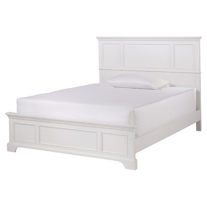 Lit standard en bois massif Auriel, Blanc cassé, Grand