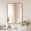 Miroir de salle de bain rectangulaire arrondi de 1,18 po avec cadre en alliage d'aluminium et verre trempé de qualité supérieure Lunara-96373851-96278792