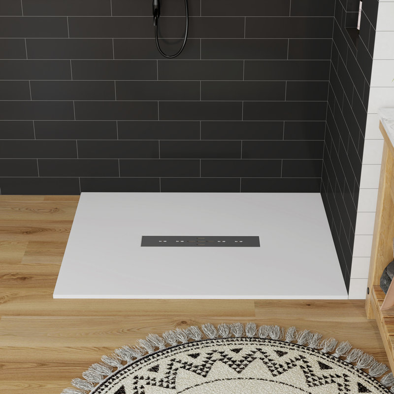 L 48 po x P 36 po Base de panneau de douche à panneau bas SMC adapté aux fauteuils roulants, plusieurs tailles, antidérapant, couvercle de drain