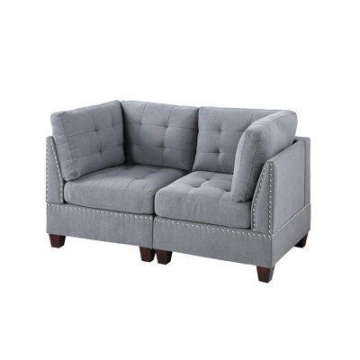 Gray Modular - 3Pc: Linen-Like Fabric & Strong Wood Formation Seating 3Pc : Quality Structure Chairs
