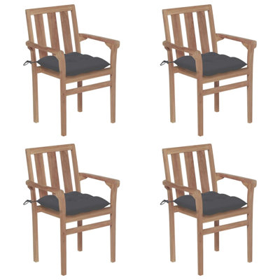 Chaise de patio en teck avec coussins Braxton-Rocco