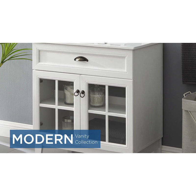 Isle 48" White and Black Double Bathroom Vanity Cabinet