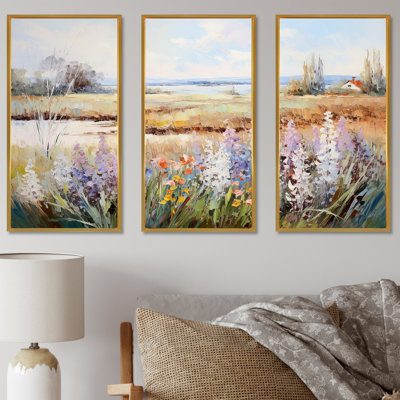 «Seasonal Flowers Farmhouse Charm» - ensemble d'art mural fleurs saisonnières