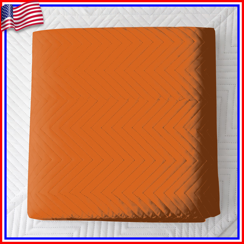 Solid Orange Background Quilted Bedspread All Sizes, King