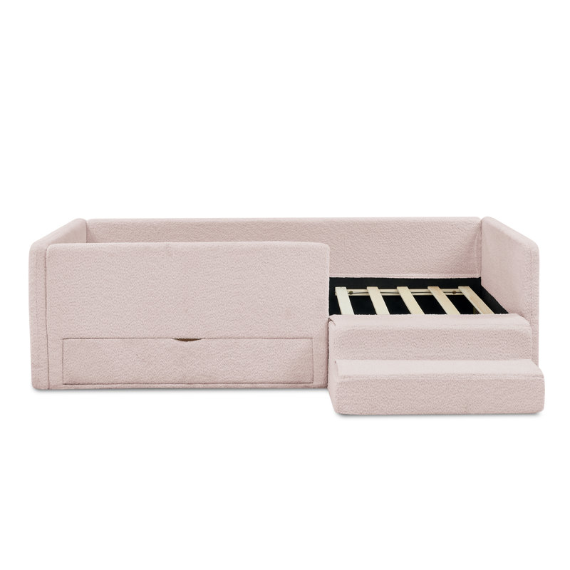 Lits pour enfants multifonctionnels avec rangement, tissu Cozy Boucle, conception sécuritaire
