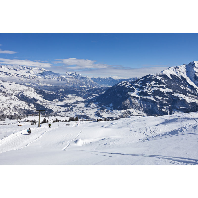 Skiing above the Rhine Valley, 30cm H x 46cm W