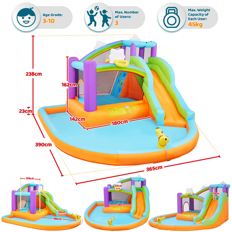 Kids Bounce House with Inflatable Water Slide and Air Blower