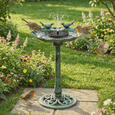 Outdoor Bird Bath Fountain, Bird Bath Bowl with Solar Pump, Solar Powered Water Combo Set for Garden