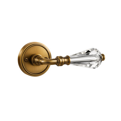SORWDUERM Paquet de 1 levier de porte en verre antique en laiton avec poignée en cristal pour porte de couloir et porte de placard, alliage de zinc