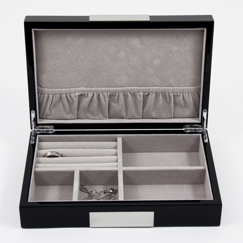 Boîte à bijoux avec boutons de manchette, Noir