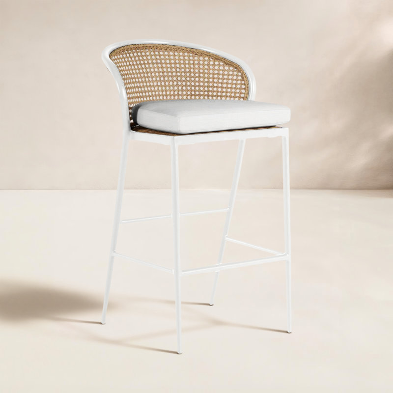 Havana 24" Counter Stool - Chalk/Natural Cane, Welt, Chalk/Natural Cane, Perigold Surround Sunrise