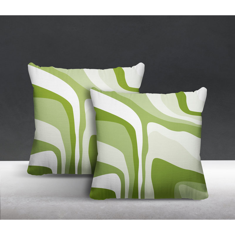 Coussin décoratif carré intérieur / extérieur Clickett, L 17 po x H 17 po, Chartreuse