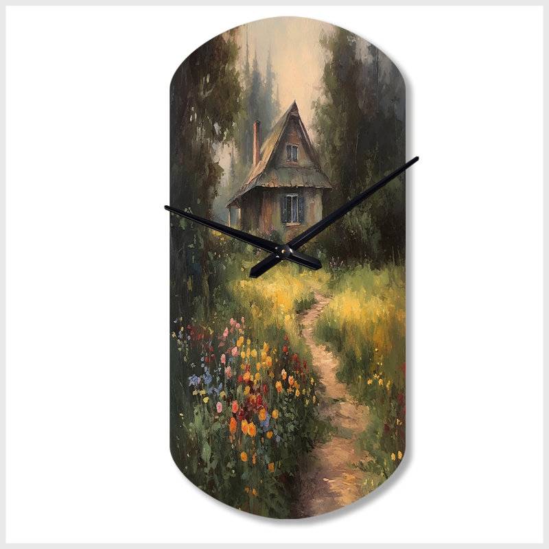 Horloge murale cylindrique traditionnelle Quasis Cottage and Garden Oasis I - Paysage, Petit