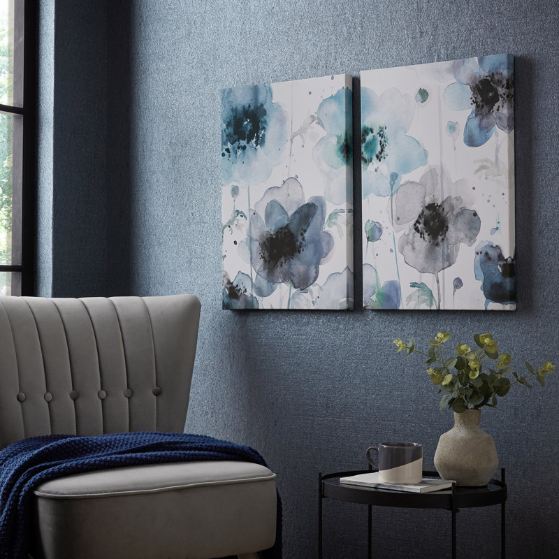 Art for the Home Painterly Poppies Set of 2 Printed Canvas