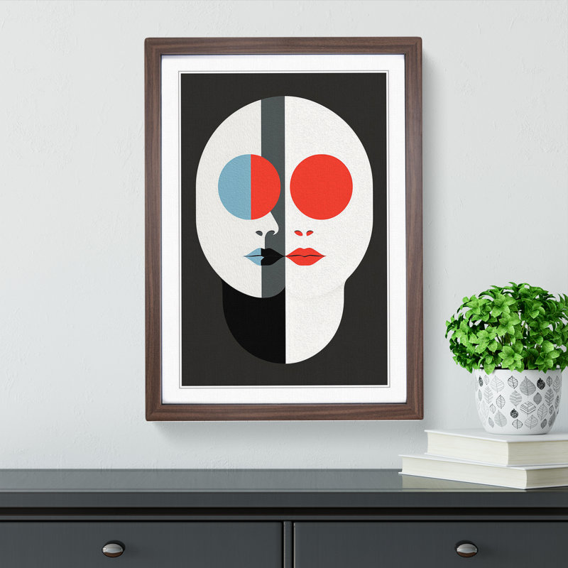 Gemini Zodiac Minimalism - Single Picture Frame Print on Wood, Walnut Framed, 34cm H x 25cm W