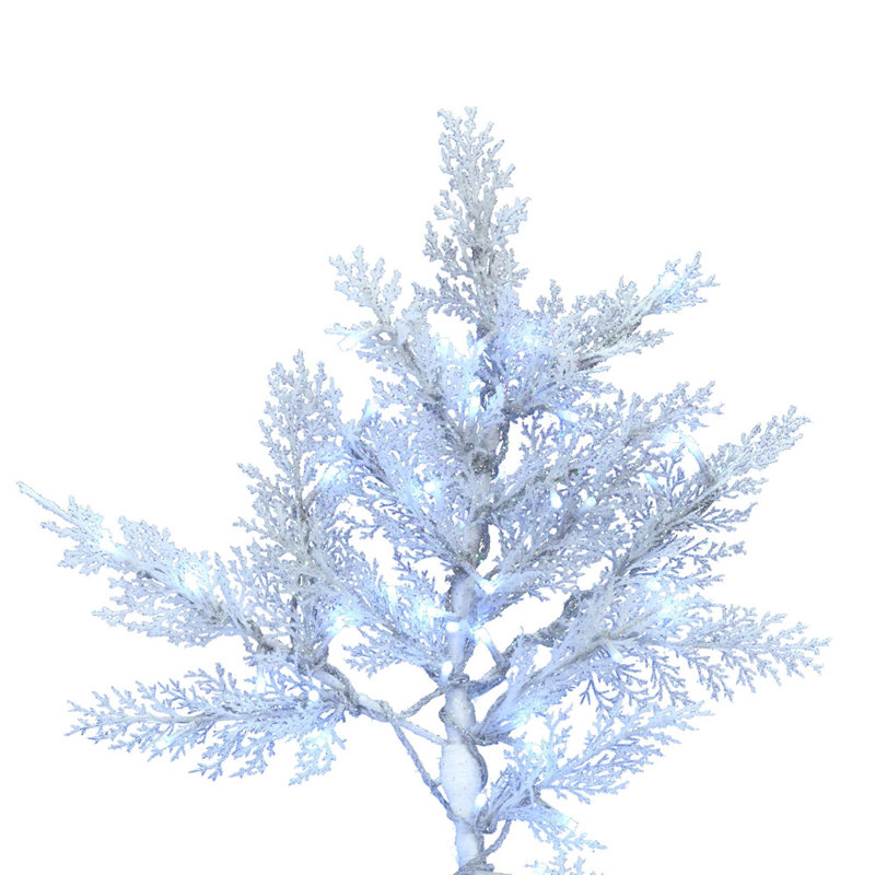 Arbre de Noël artificiel pin cèdre floqué, 10', Blanc / Transparent