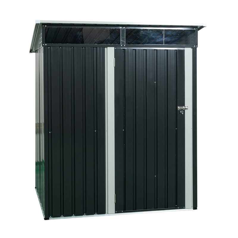 Abri de rangement extérieur en métal 5 pi x 3 pi transparent, Noir