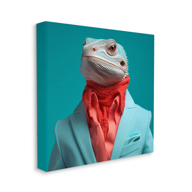 «Trendy Iguana Portrait on Canvas» par Roozbeh, reproduction, H 30 po x l 30 po x P 1,5 po