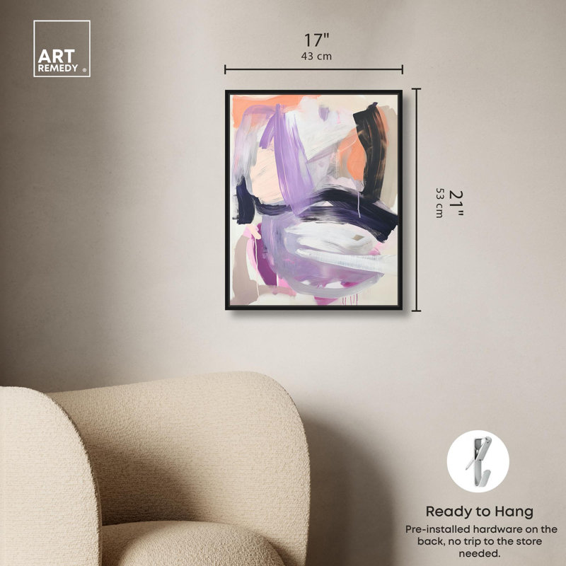 Polychrome Whispers II Canvas Pastel Abstracts by Art Remedy, 21" H x 17" W, Black Floater Framed