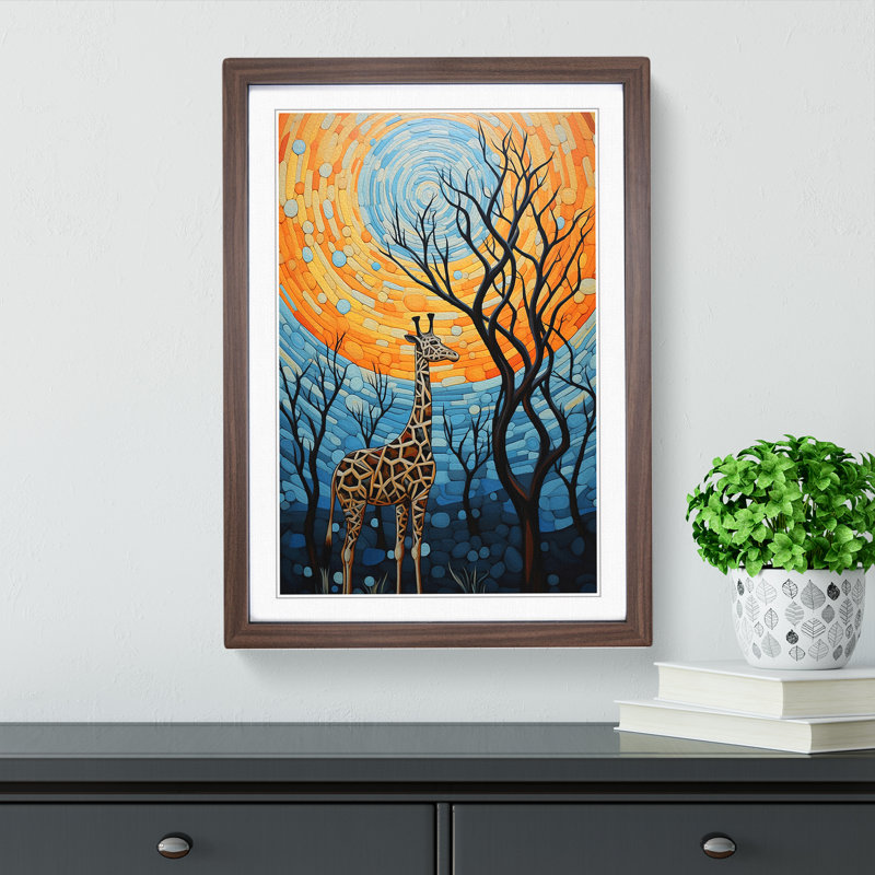 Single Picture Frame Print on Wood, Walnut Framed, 46cm H x 34cm W