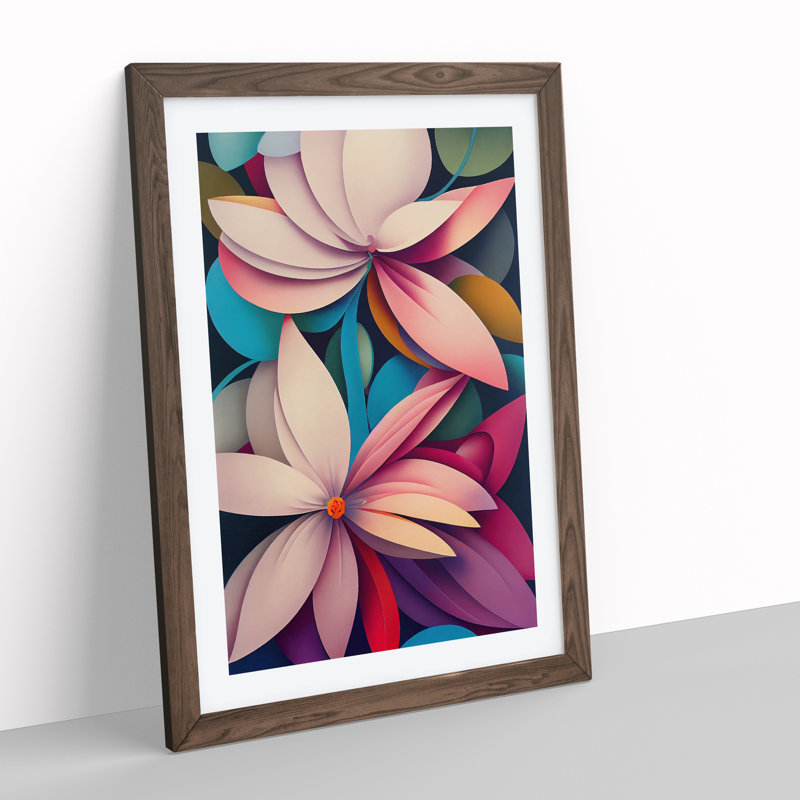 XV1022-4500X The Cosmopolitan Flowers Abstract - Single Picture Frame Print, Walnut Framed, 34cm H x 25cm W x 2cm D