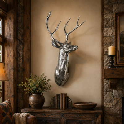 Stunning Pewter Deer Head, Life Size