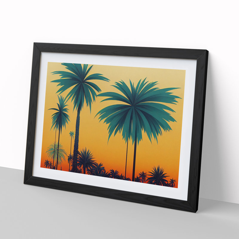 Picturesque Palm Trees - Single Picture Frame Print, Black, 46cm H x 64cm W