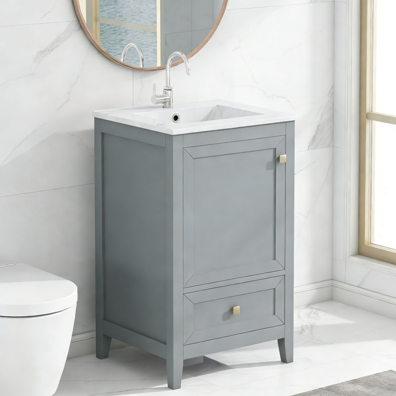 20" Bathroom Vanity with Sink, Gray, Single-Hole
