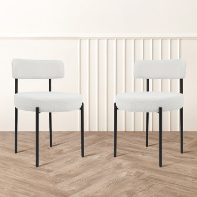 Boucle Upholstered Dining Chair With Back