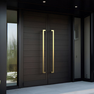 Brushed Gold Pull/Push Door Handle Bar - Modern Contemporary Long Stainless Steel Push Pull Door Handle for Home Entrance Glass Shower Wooden Barn & Office Store Shop Doors