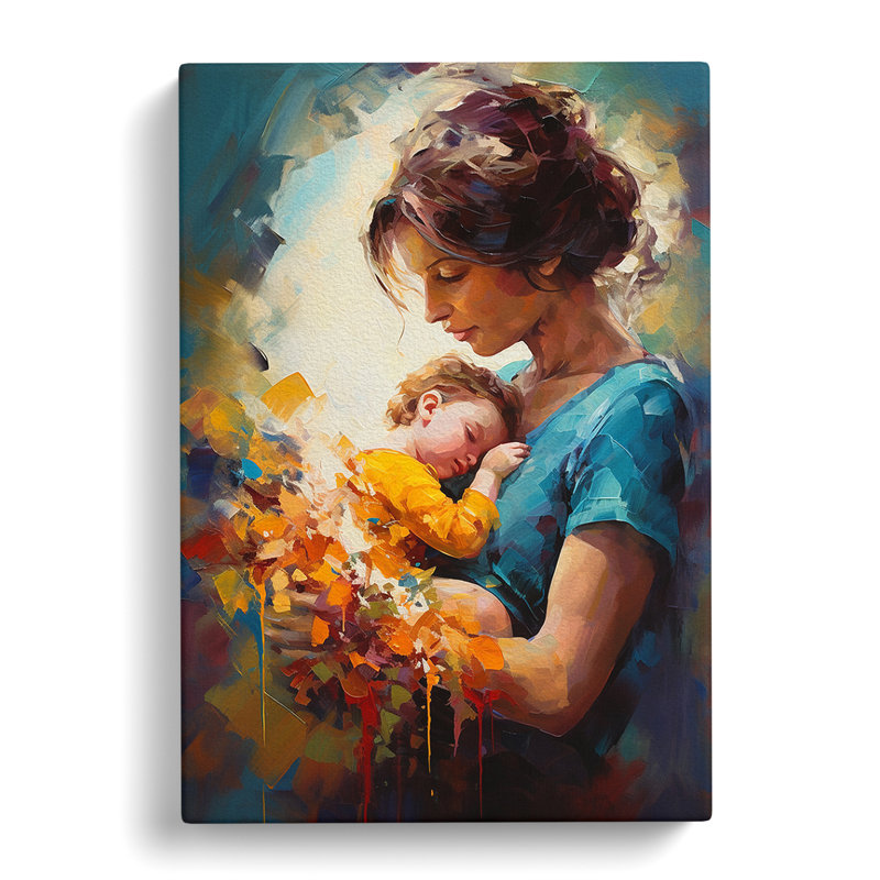 Mother And Baby Expressionism - Wrapped Canvas, 50cm H x 35cm W x 3cm D